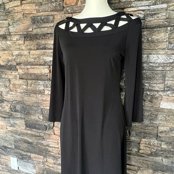 Muse Black Geometric Cutout Long Sleeve Dress - Picture 7 of 8